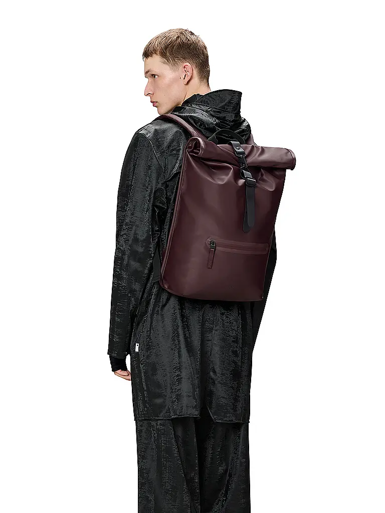 RAINS | Rucksack ROLLTOP | Rouge foncé