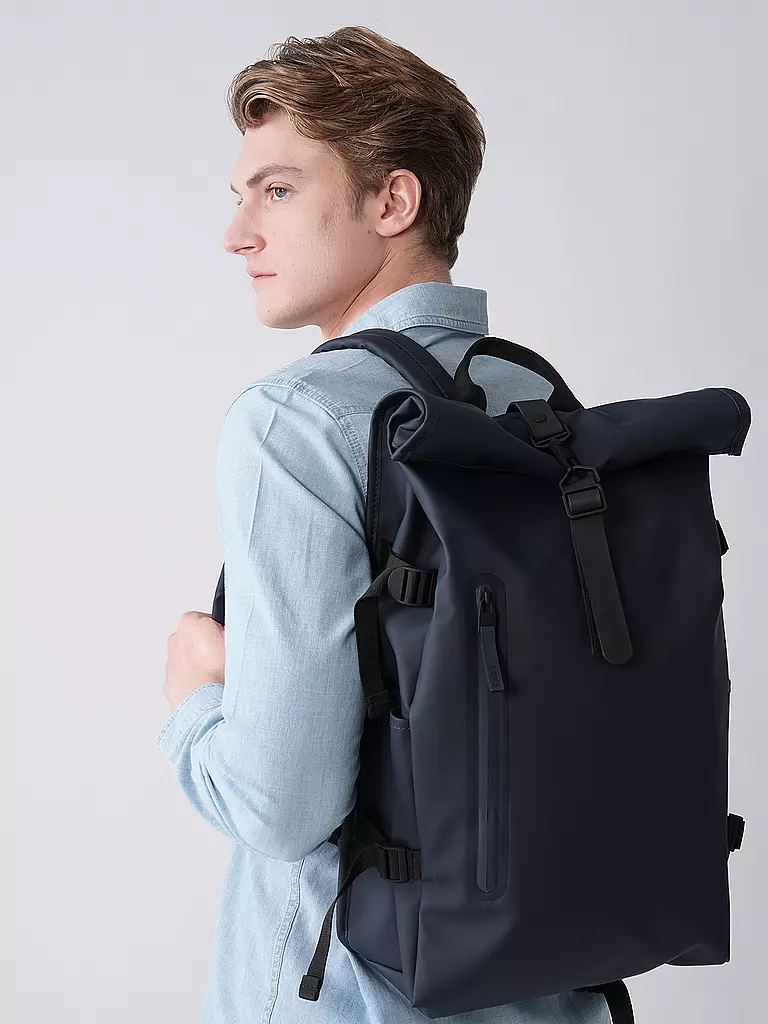 RAINS | Sac à dos Rolltop Large | Bleu