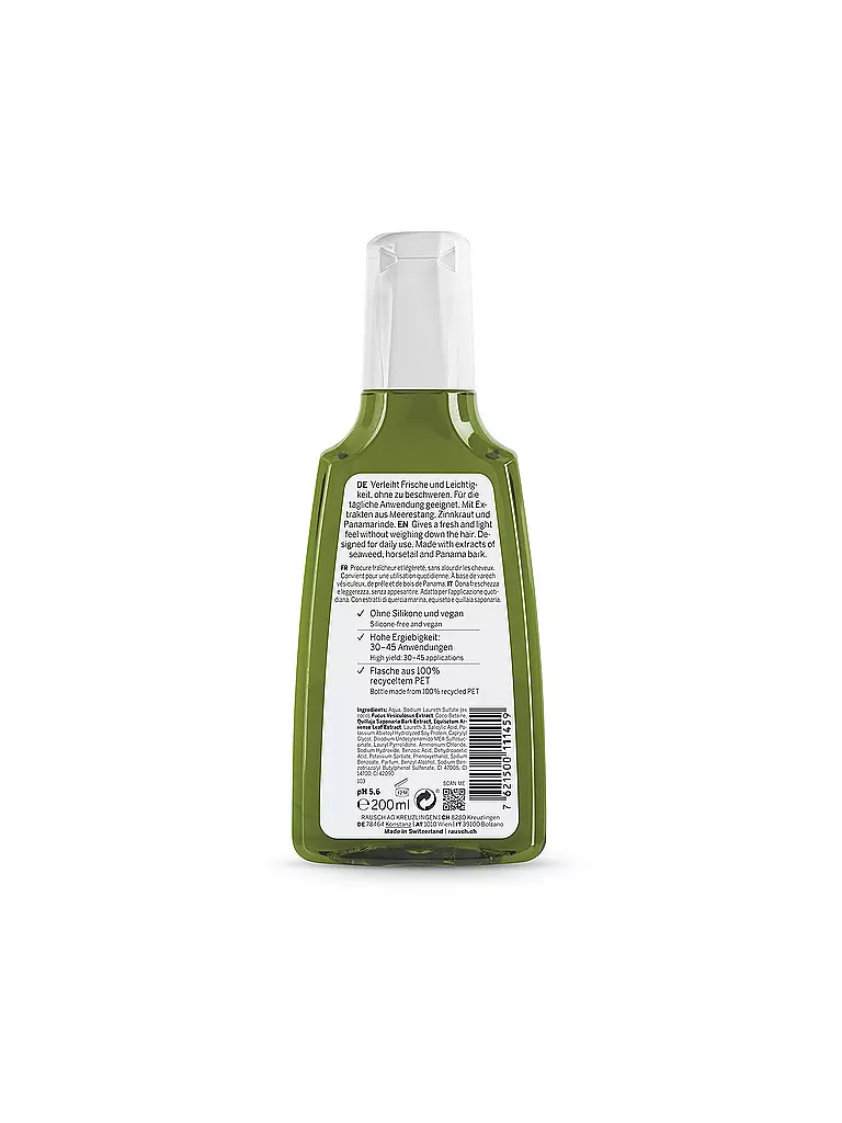 RAUSCH | Shampooing anti-graisse aux algues marines 200 ml | Aucune couleur