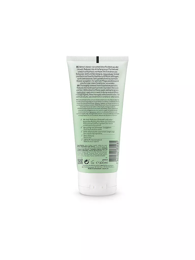 RAUSCH | Soin capillaire - Shampooing peeling anti-pollution à la pomme suisse 100ml | Aucune couleur
