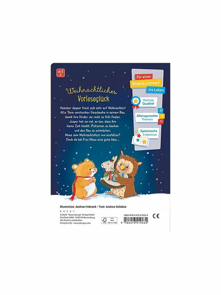 RAVENSBURGER | Livre - Un hamster dans la joie de Noël | Aucune couleur