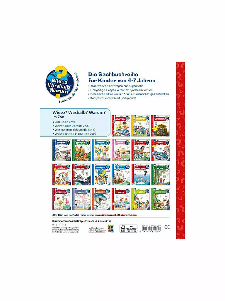 RAVENSBURGER | Livre - Wieso Weshalb Warum - Au zoo, volume 45 | Aucune couleur