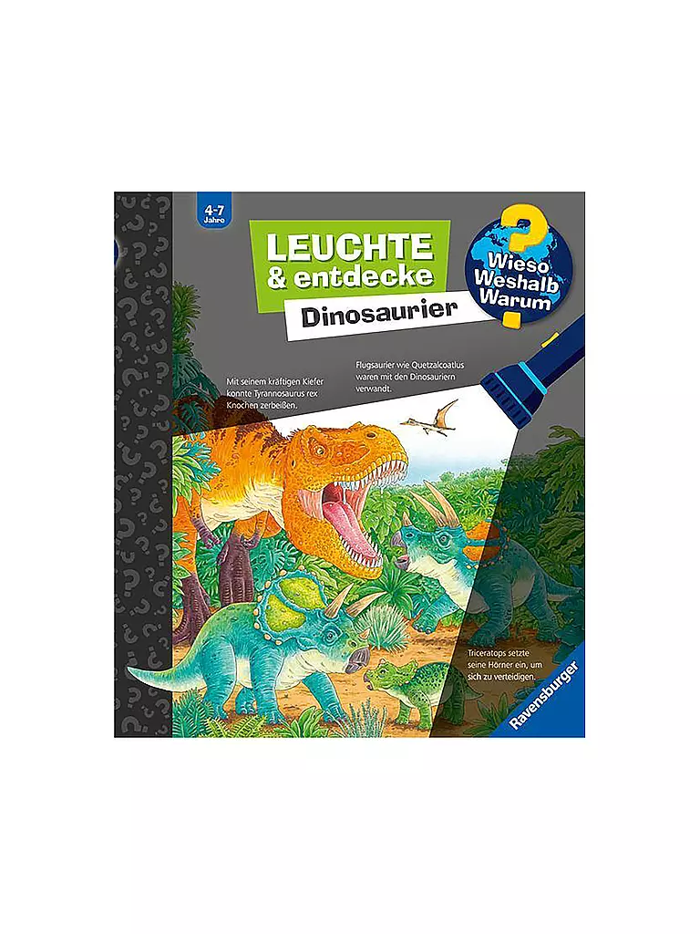 RAVENSBURGER | Livre - Wieso Weshalb Warum - Illumine et découvre : Dinosaures | Aucune couleur
