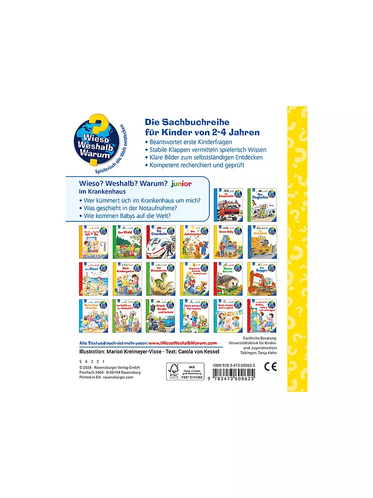 RAVENSBURGER | Livre - Wieso Weshalb Warum - junior : À l'hôpital | Aucune couleur