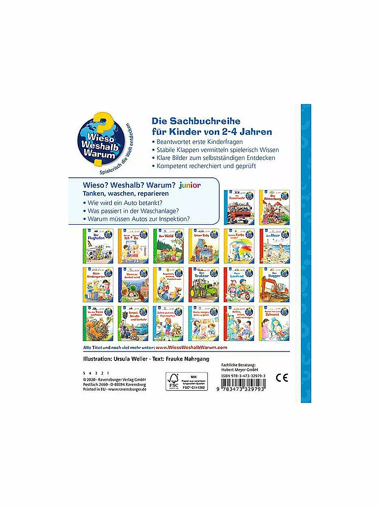RAVENSBURGER | Livre - Wieso Weshalb Warum Junior - Faire le plein, laver, réparer | Aucune couleur