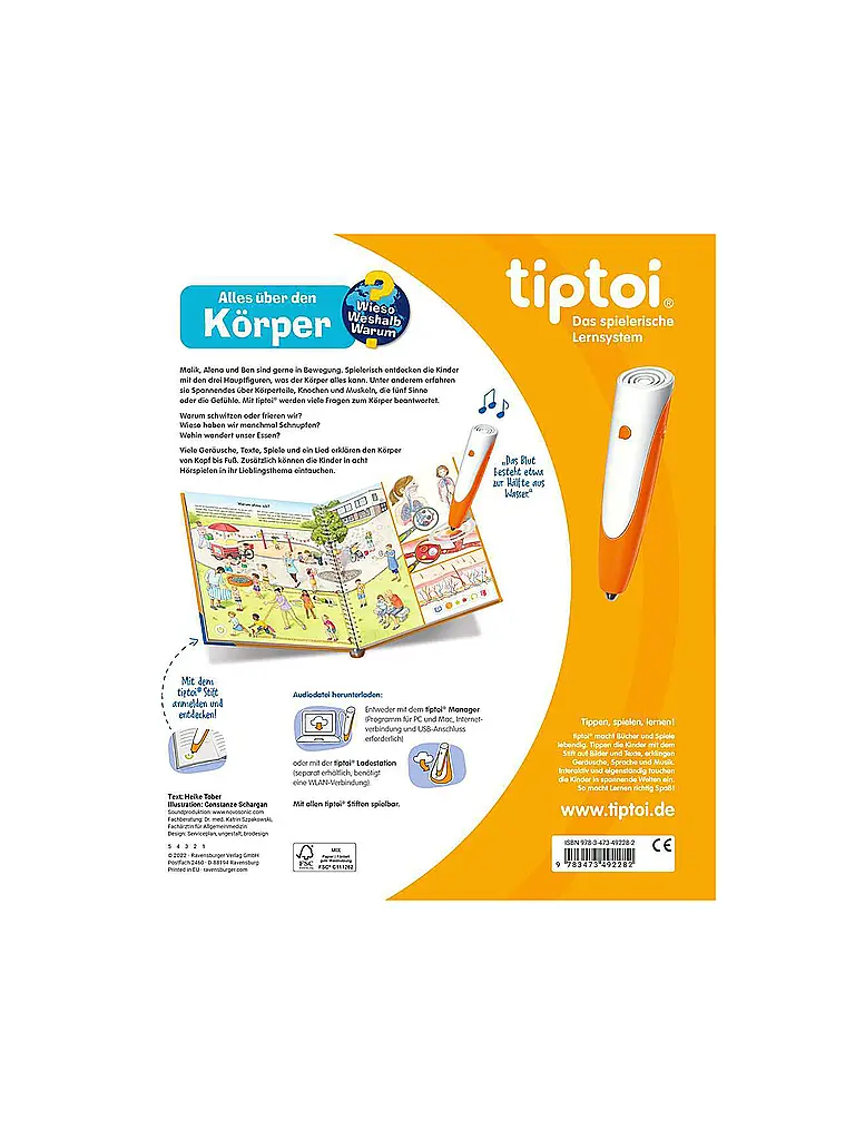 RAVENSBURGER | TIPTOI  Wieso Weshalb Warum -  Alles über den Körper | Multicolore