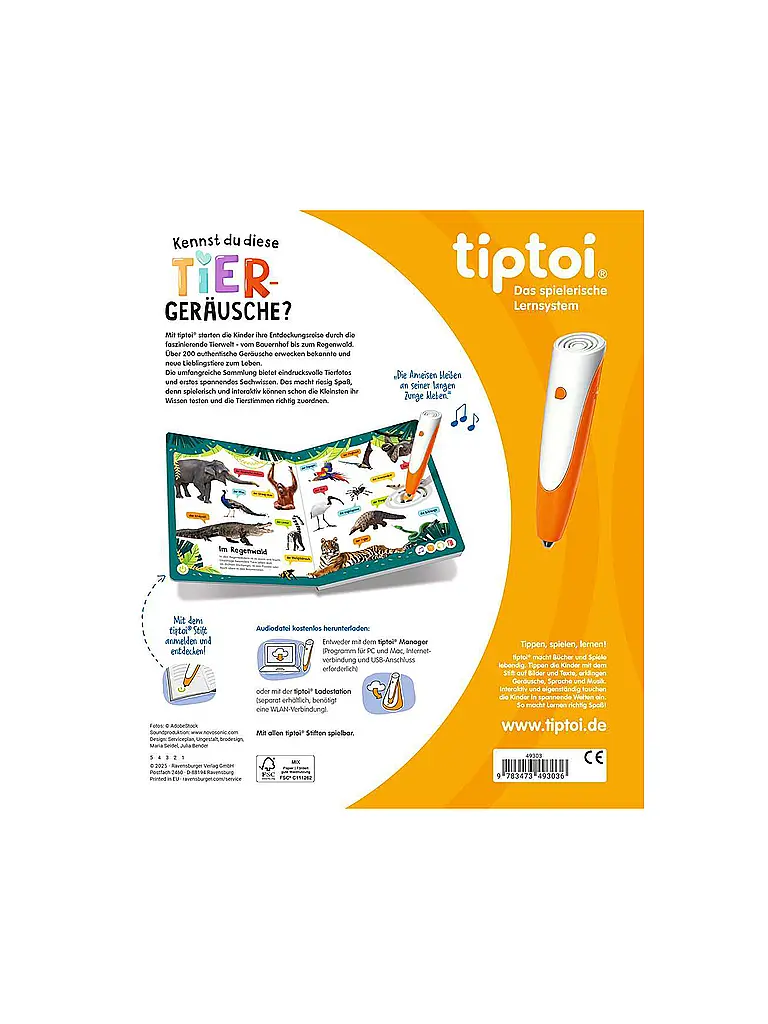 RAVENSBURGER | TIPTOI Connais-tu ces bruits d'animaux | Multicolore