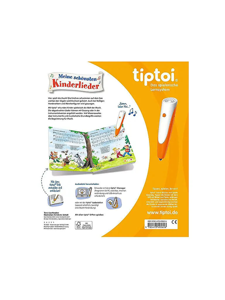 RAVENSBURGER | TIPTOI Livres de chansons - Mes plus belles chansons pour enfants | Multicolore