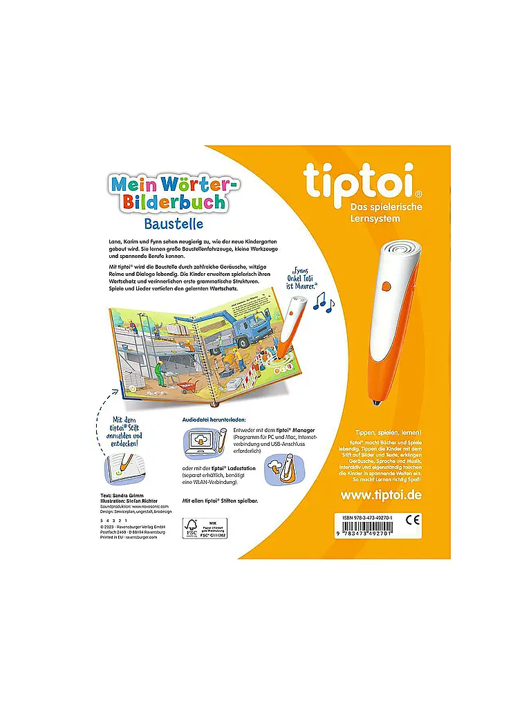 RAVENSBURGER | TIPTOI Mon imagier sonore - Chantier | Multicolore