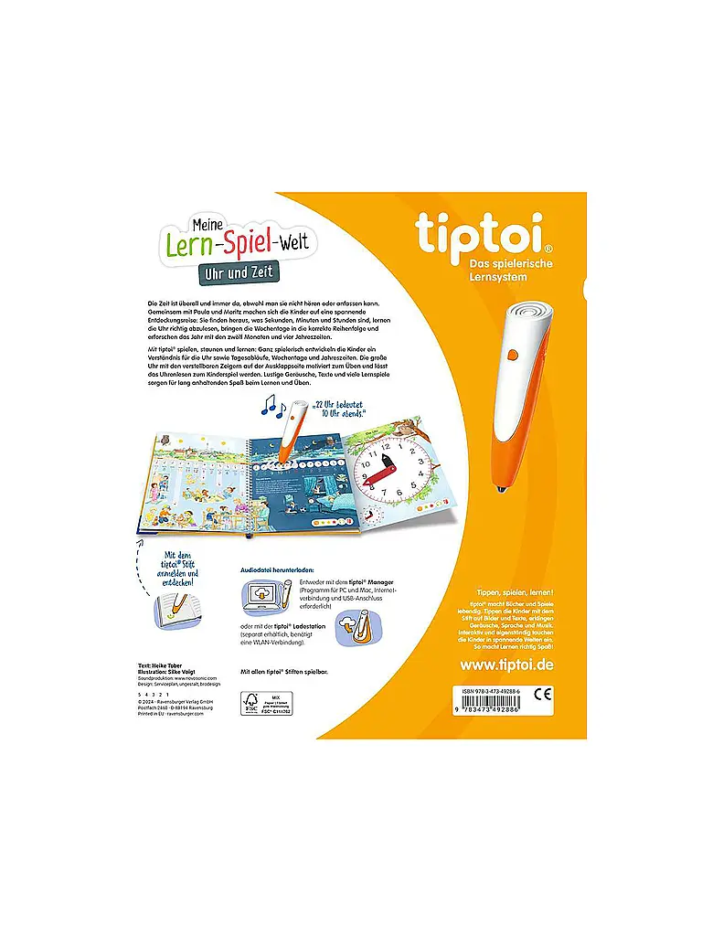 RAVENSBURGER | TIPTOI Mon univers d'apprentissage ludique - L'heure et le temps | Multicolore