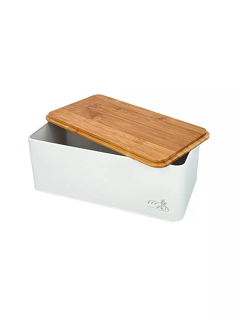 RBV BIRKMANN | Boîte à pain avec couvercle 33x18cm métal/bambou | Blanc
