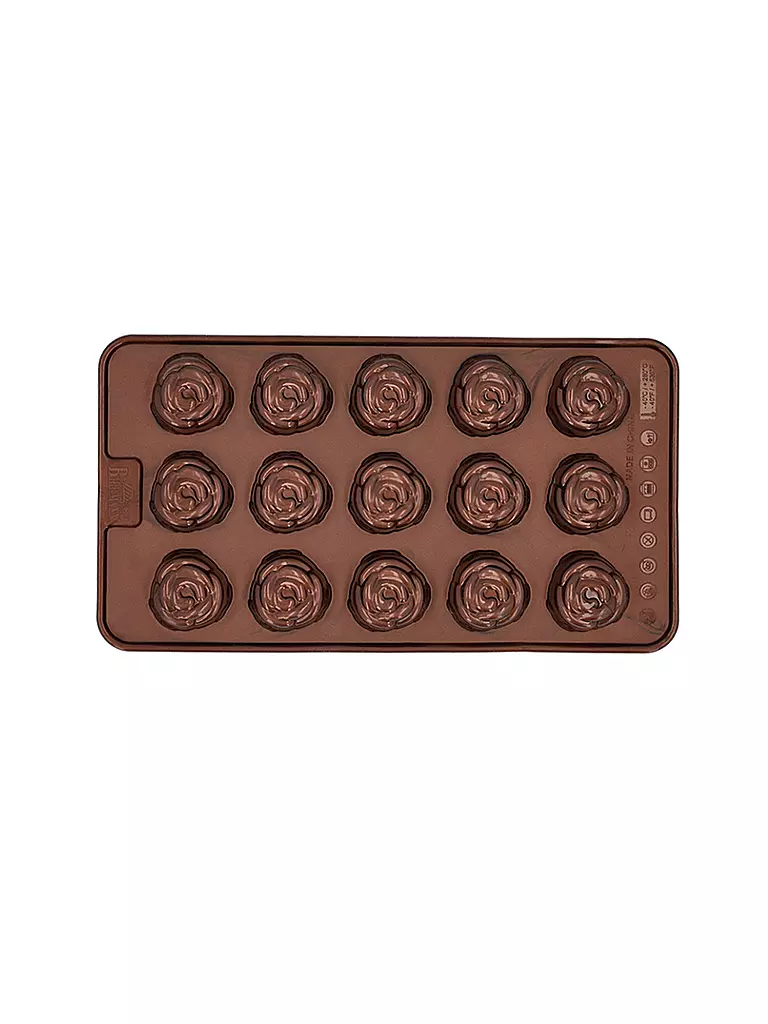 RBV BIRKMANN | Moule à chocolats ROSE CHOCOLATERIE 2 pièces Silicone Marron | braun