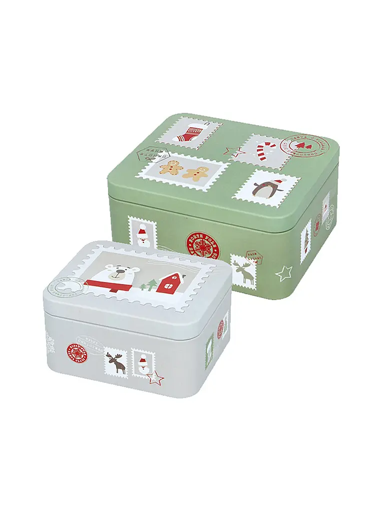 RBV BIRKMANN | Set de boîtes à biscuits 2 pièces petit DEAR SANTA Vert/Gris | hellgrün