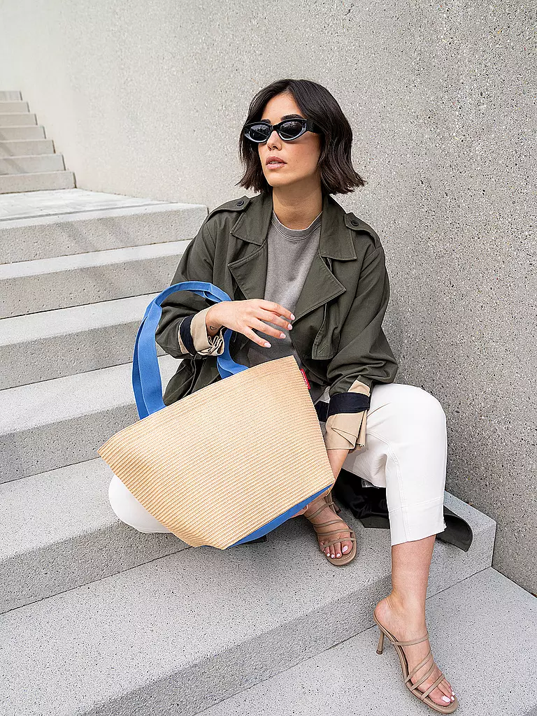 REISENTHEL | Sac - Shopper Medium Raffia Bleu | blau