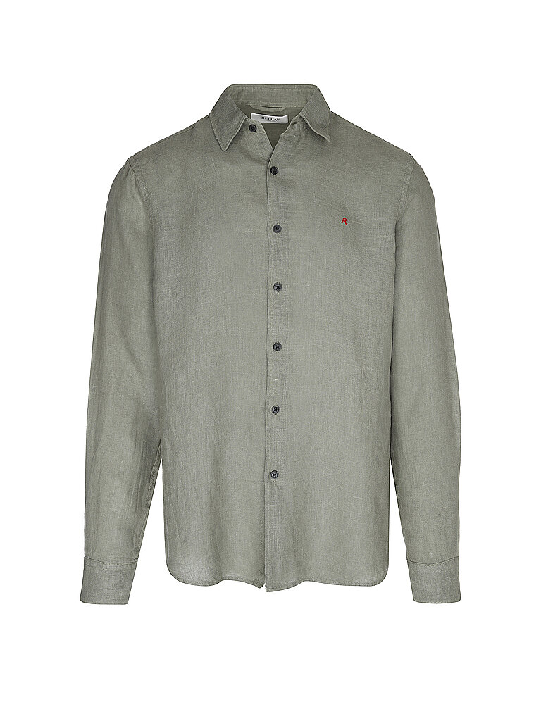 Replay Chemise en lin olive S