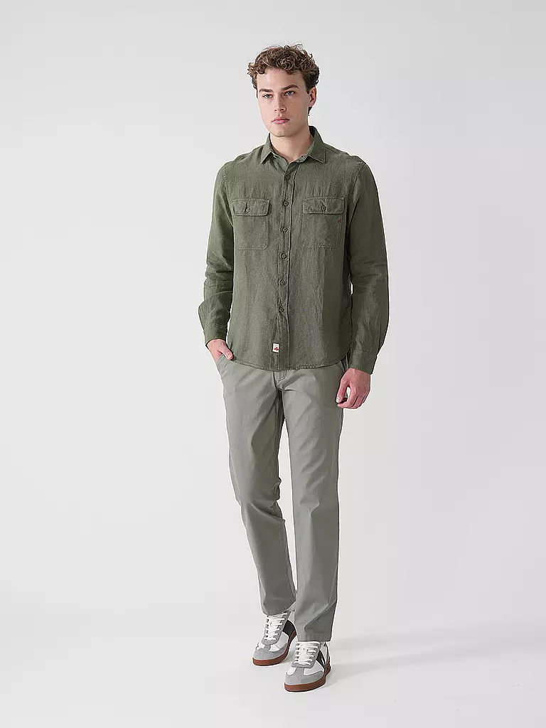 REPLAY | Chemise en lin coupe regular | olive