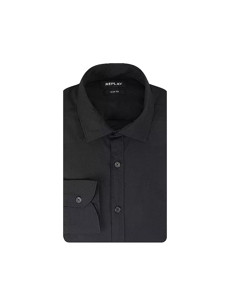 REPLAY | Chemise Slim Fit | schwarz