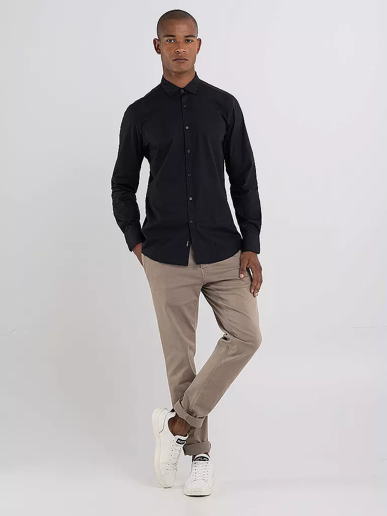 REPLAY | Chemise Slim Fit | schwarz