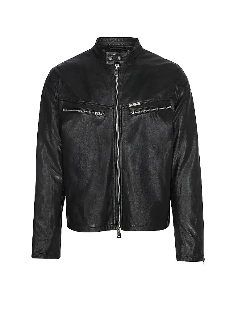 REPLAY | Veste en cuir | schwarz