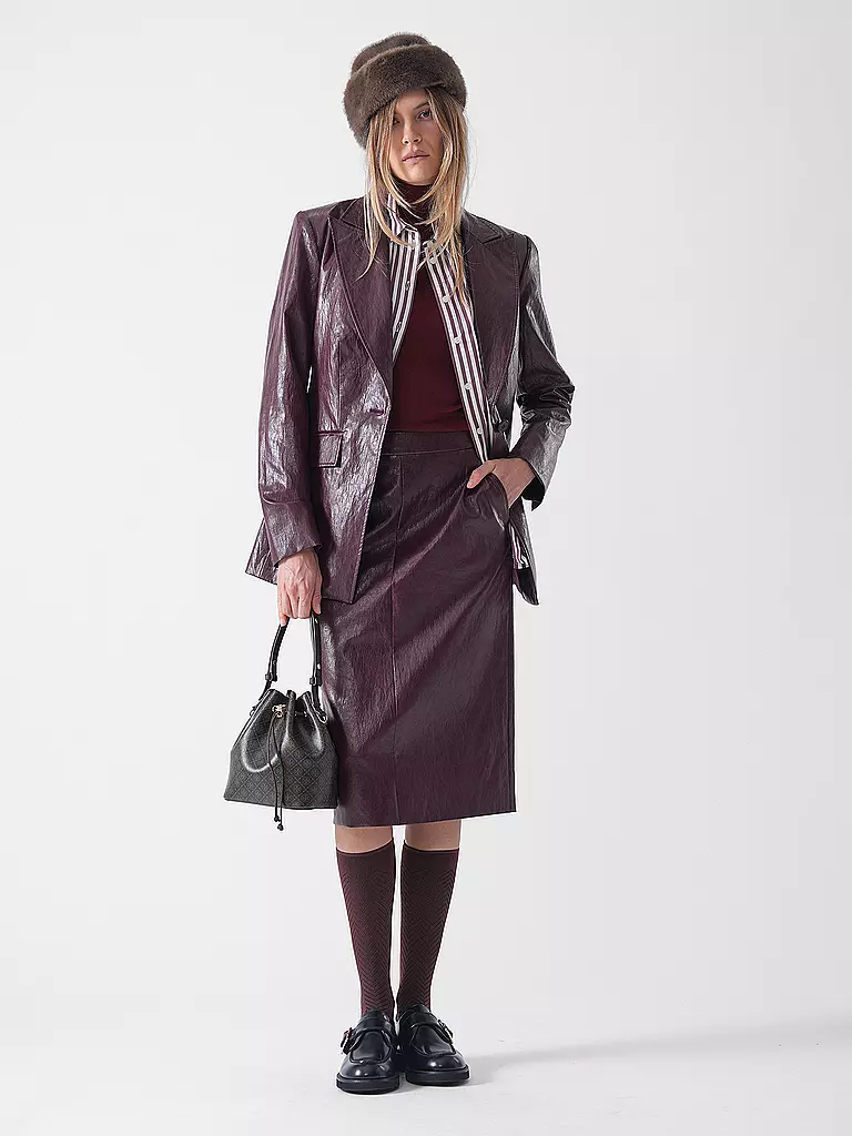 RIANI | Blazer aspect cuir | dunkelrot