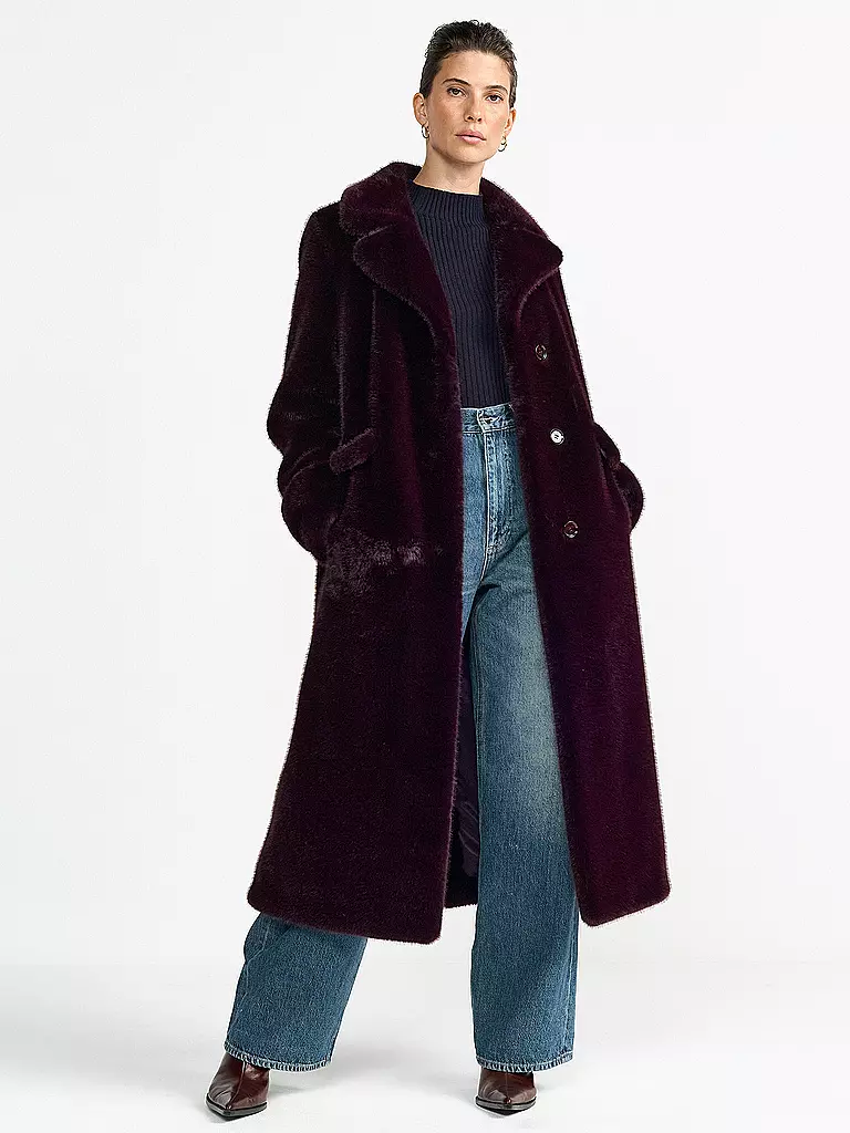 RICH & ROYAL | Manteau en fausse fourrure | dunkelrot