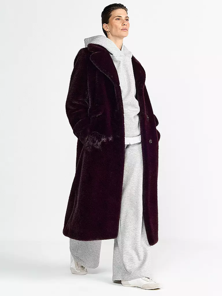 RICH & ROYAL | Manteau en fausse fourrure | dunkelrot