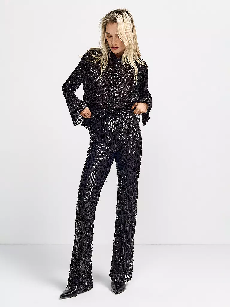 RICH & ROYAL | Pantalon Coupe Évasée | schwarz