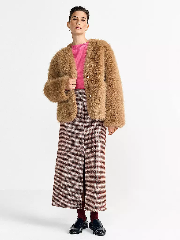 RICH & ROYAL | Veste aspect fourrure | camel