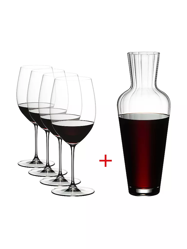 RIEDEL | Set de 5 verres à vin rouge VERITAS Cabernet/Merlot et carafe | transparent