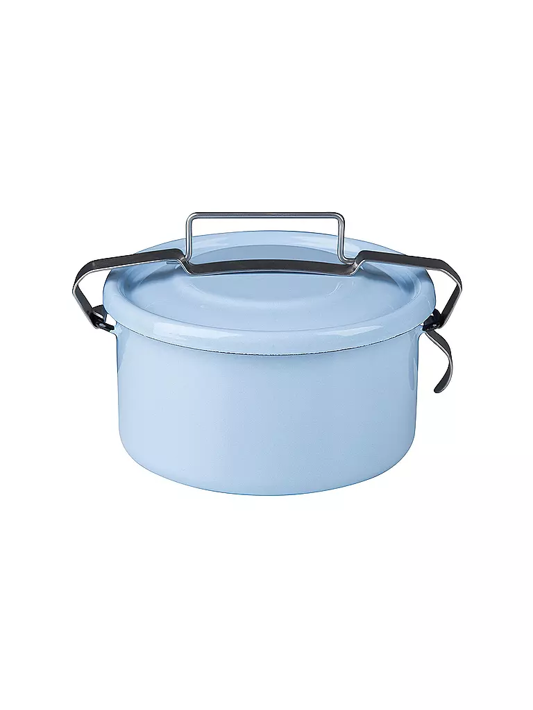 RIESS | Boîte de conservation en émail ronde 14cm/1l Bleu pastel | Bleu clair