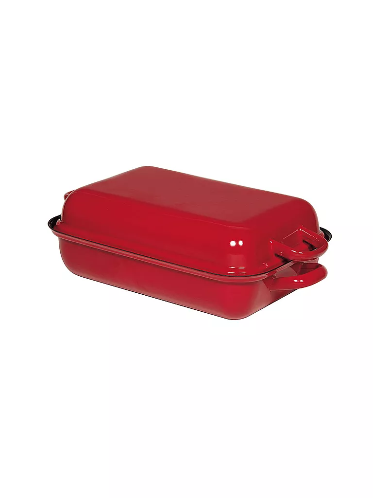 RIESS | Bratpfanne mit Deckel Color Rot 32x22cm | Rouge foncé