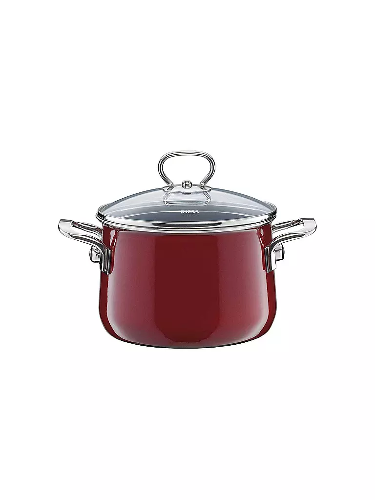 RIESS | Marmite à viande avec couvercle en verre NOUVELLE 16cm/2l Rosso | dunkelrot