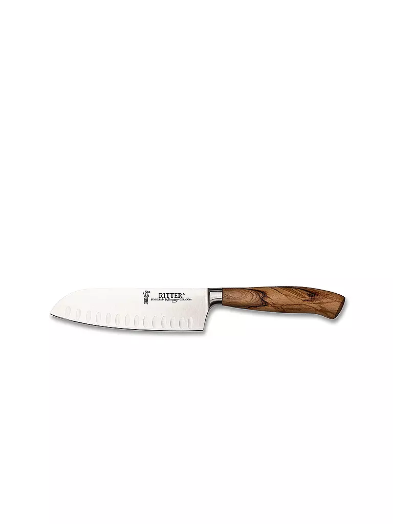 RITTER | Couteau Santoku avec alvéoles OLIVE 16cm Bois d'olivier | braun