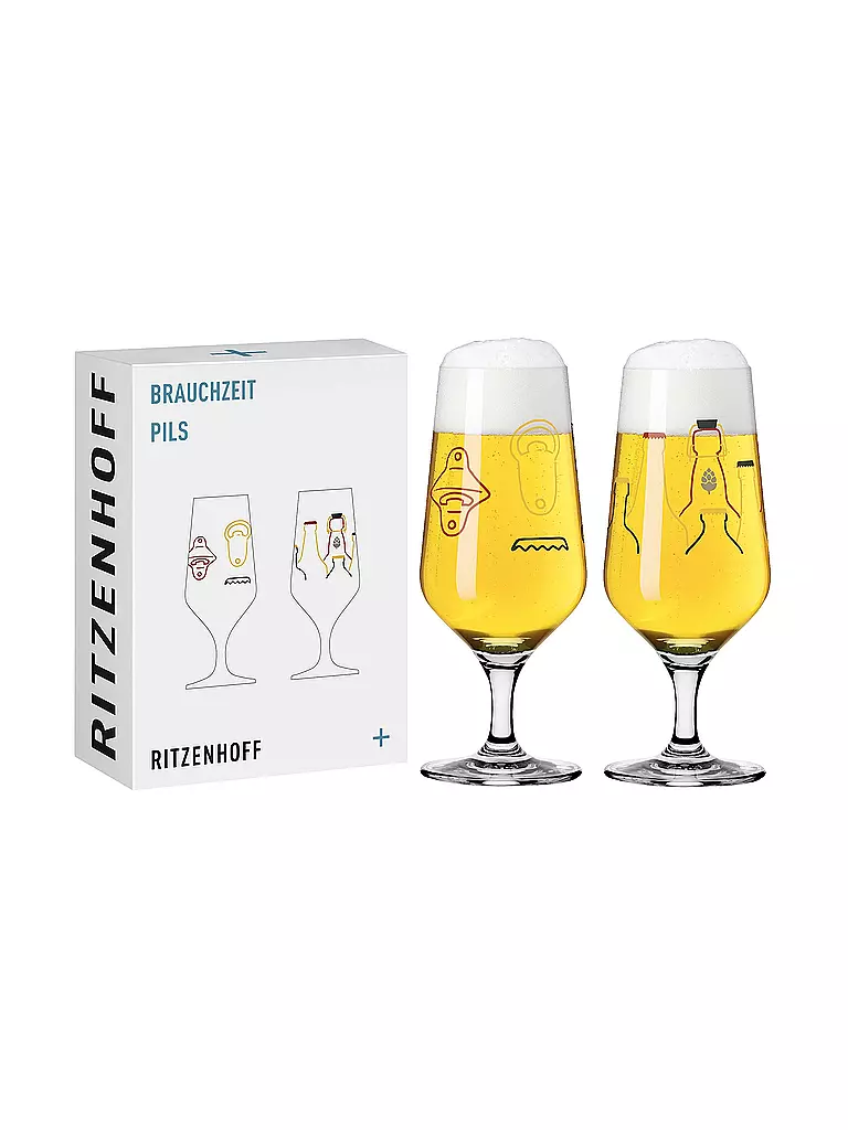 RITZENHOFF | Set de 2 verres à bière BRAUCHZEIT PILS #13 #14 | bunt