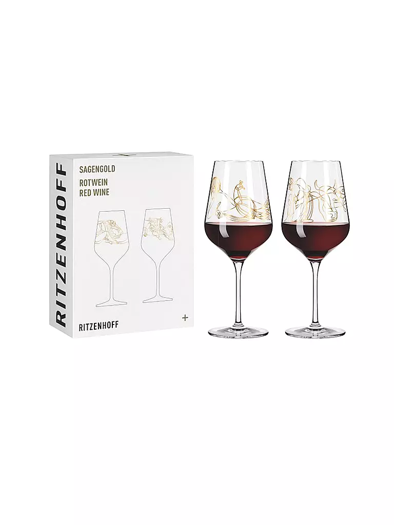 RITZENHOFF | Verre à vin rouge, lot de 2, Sagengold Burkhard Neie 2022 | gold