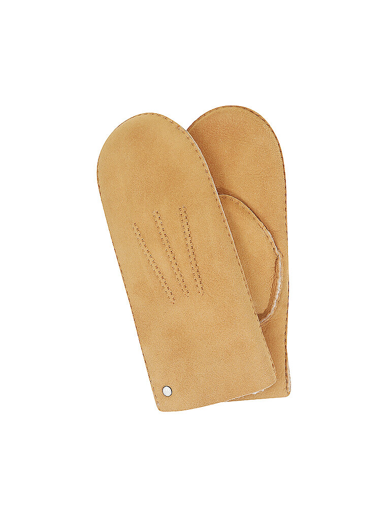 Gants en cuir - Moufles camel 6,5
