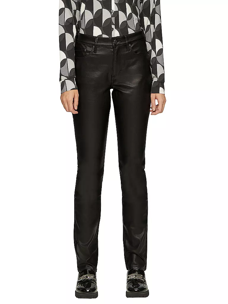 S.OLIVER | Hose in Lederoptik Slim Fit | Noir