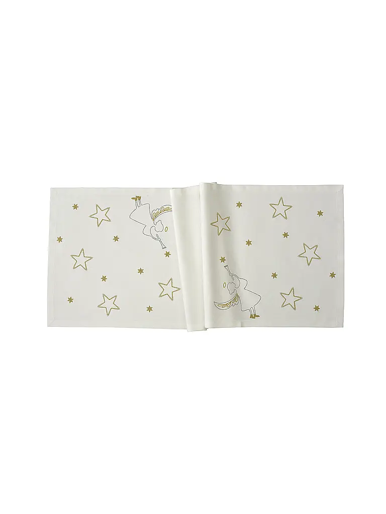 SANDER | Chemin de table de Noël 38x85cm STARDUST Ecru | Crème