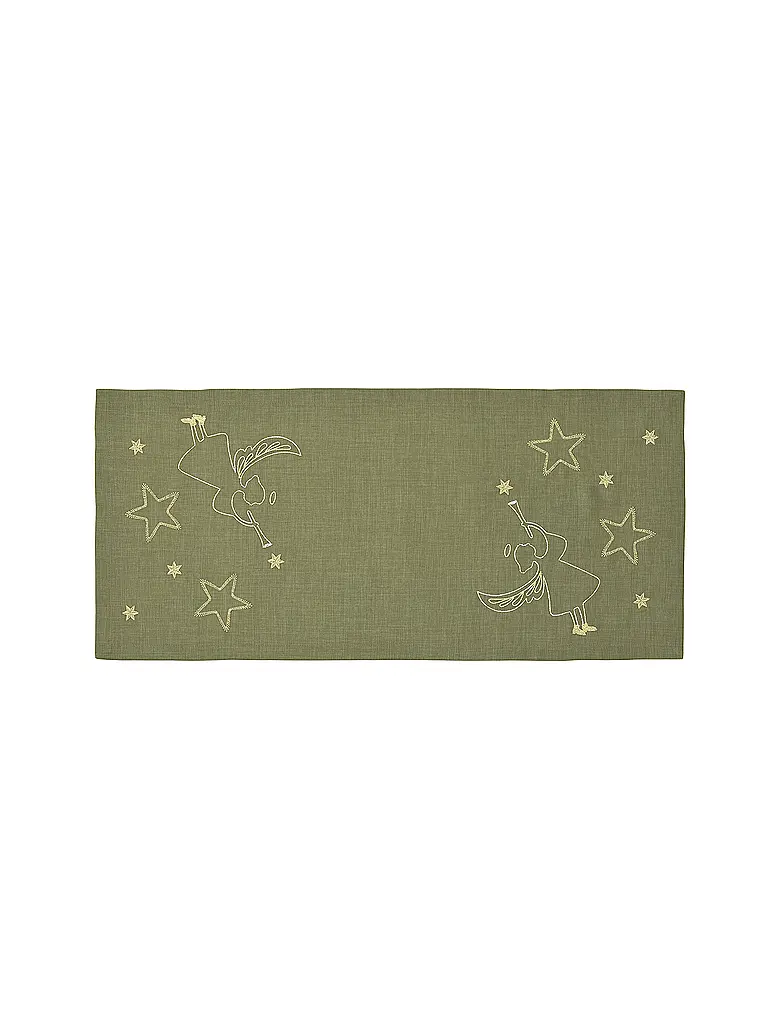 SANDER | Chemin de table de Noël 38x85cm STARDUST Sauge | Olive