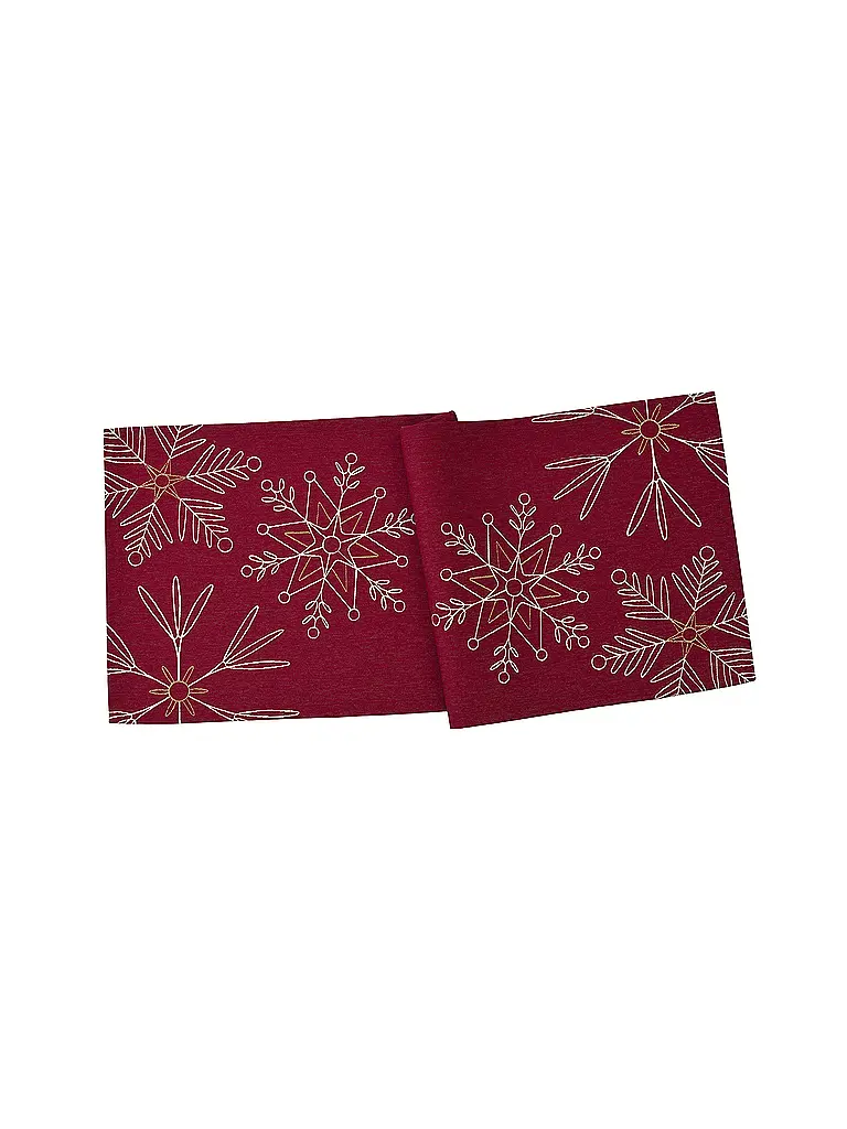 SANDER | Chemin de table de Noël 50x138cm SNOWFLAKES Rouge | rot