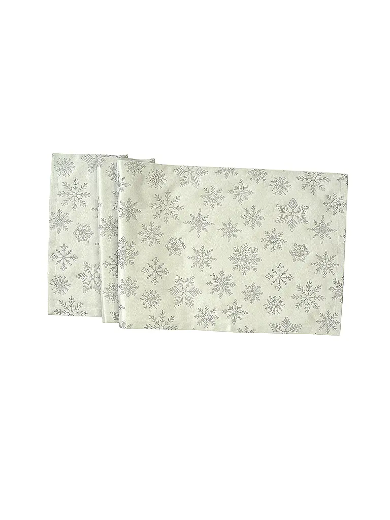 SANDER | Chemin de table de Noël 50x140cm CRISTALLO LUCE Écru/Argent | creme