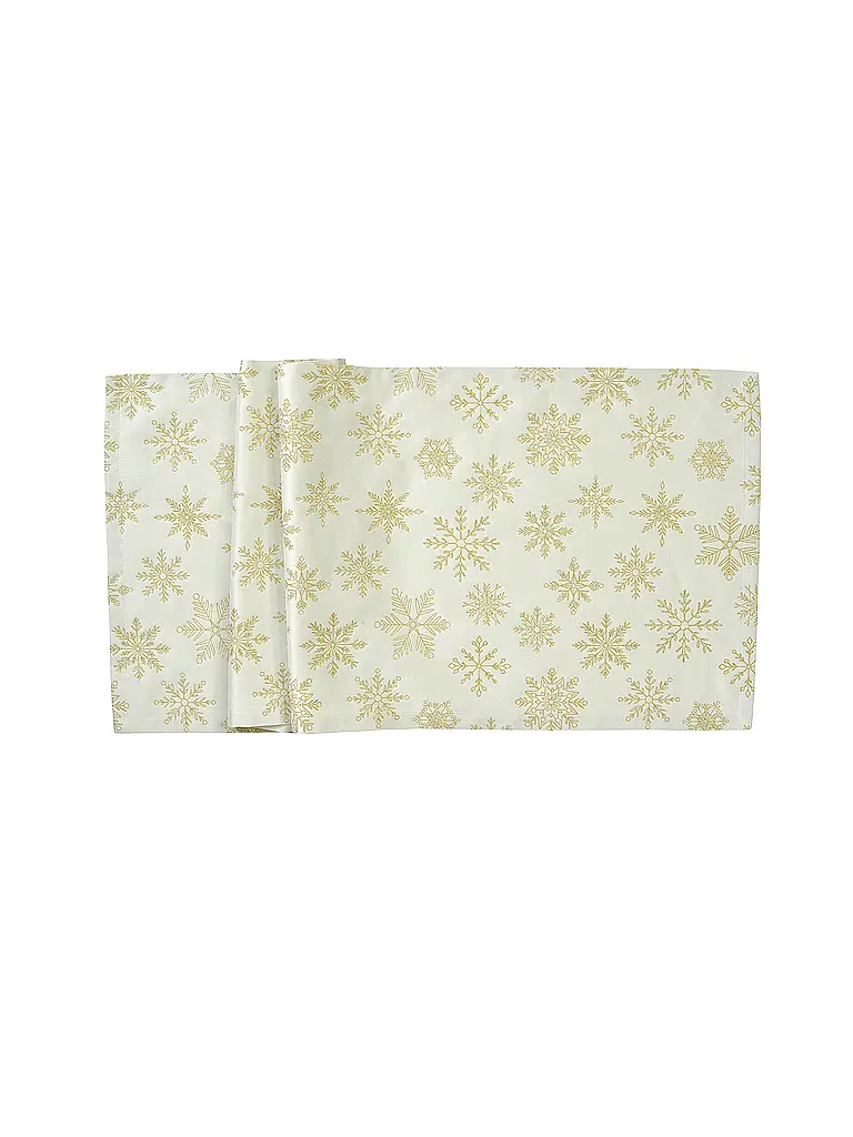 SANDER | Chemin de table de Noël 50x140cm CRISTALLO LUCE Écru/Or | creme