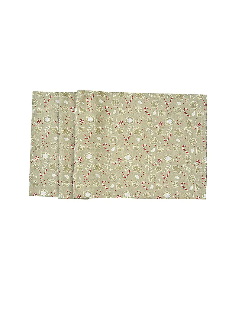 SANDER | Chemin de table de Noël 50x140cm GINGER MAN Beige/Rouge | Beige