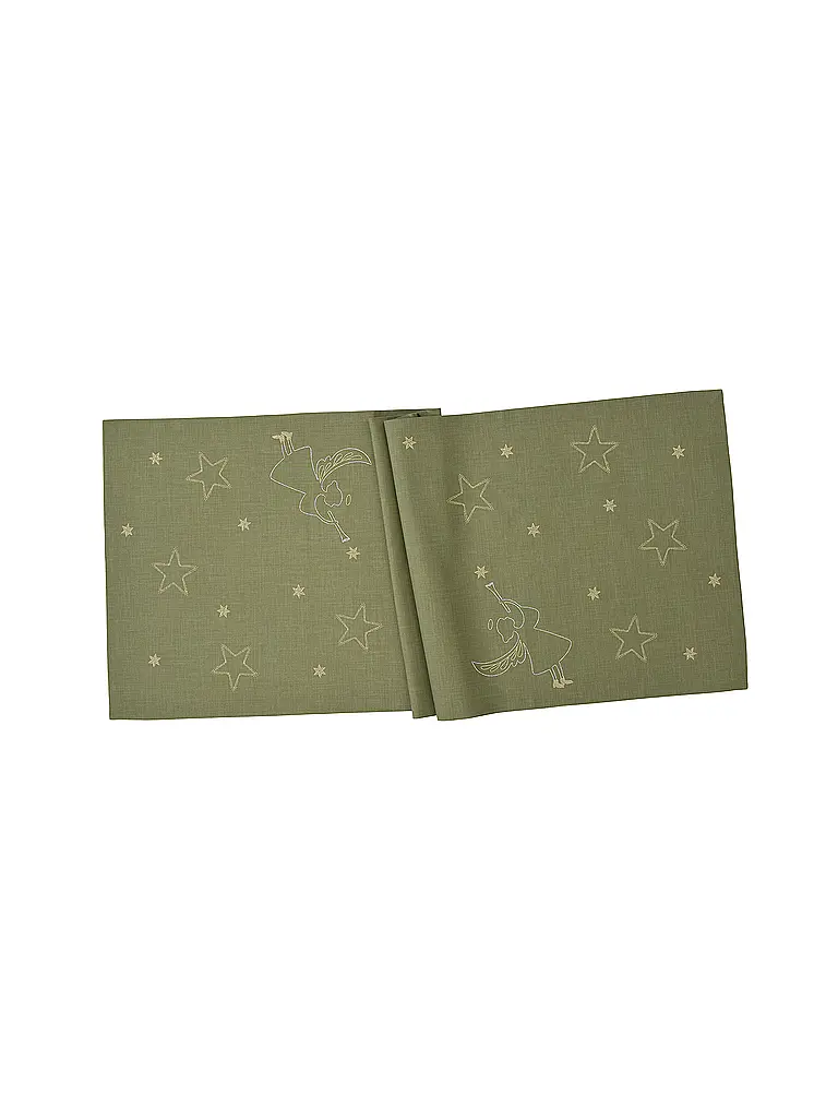 SANDER | Chemin de table de Noël 50x150cm STARDUST Sauge | Olive