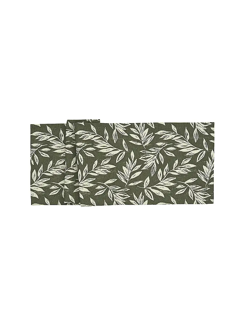 SANDER | Chemin de table LEAVES 40x100 Kaki | Vert foncé