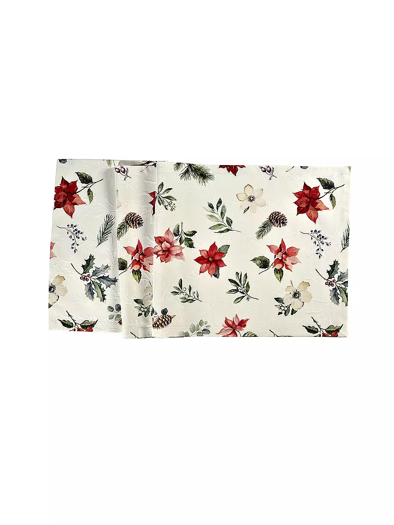 SANDER | Chemin de table X-MAS FLOWERS 50x140cm Original | Crème