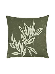 SANDER | Housse de coussin 50x50cm GRANDES FEUILLES Miel | Vert foncé