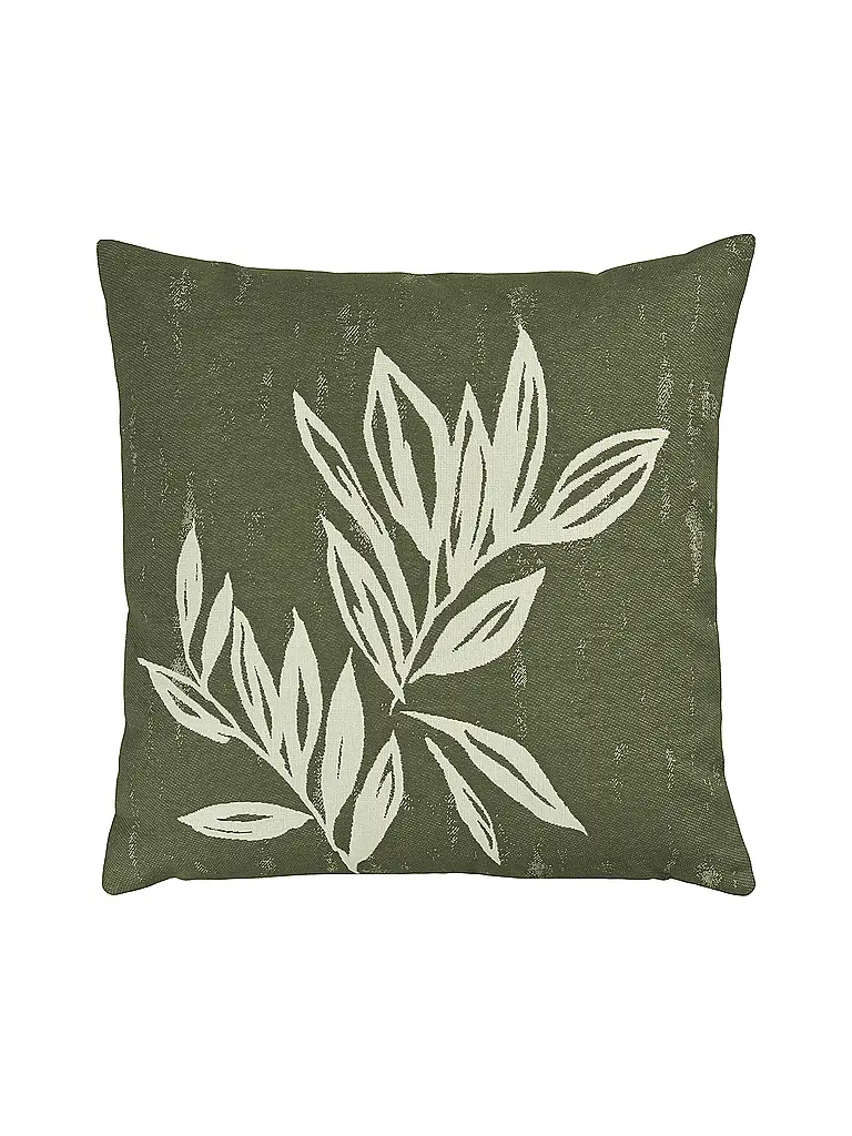 SANDER | Housse de coussin 50x50cm GRANDES FEUILLES Kaki | Vert foncé