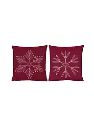 SANDER | Housse de coussin de Noël 45x45cm SNOWFLAKES Crème | Rouge