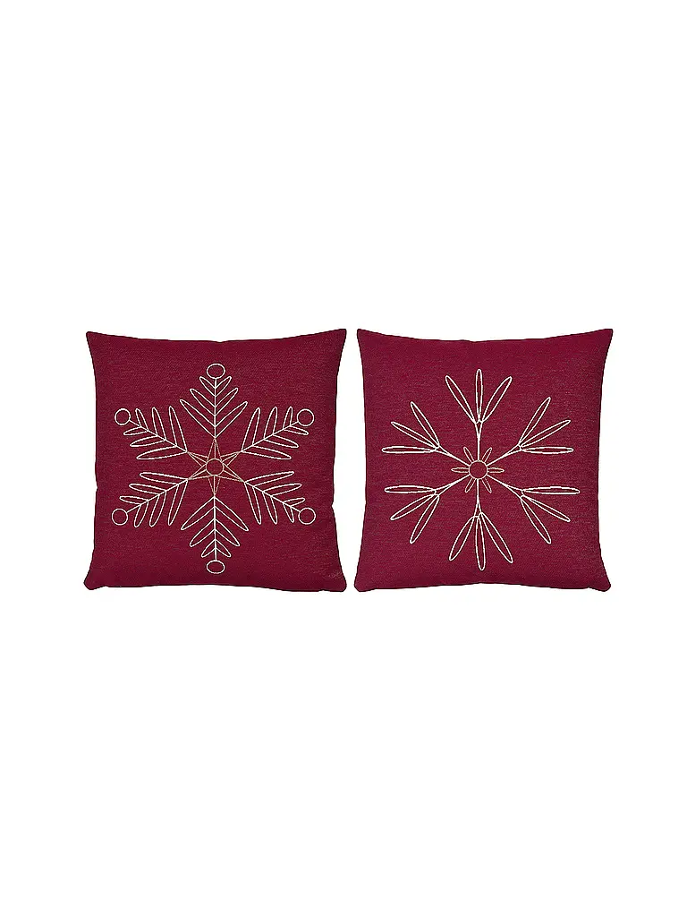 SANDER | Housse de coussin de Noël 45x45cm SNOWFLAKES Rouge | rot